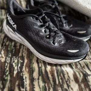Hoka Black and White Athletic Shoes